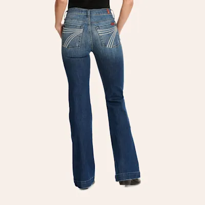 7 For All Mankind Women's Dojo Lake Blue Mid Rise Trouser Jeans