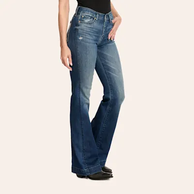 7 For All Mankind Women's Dojo Lake Blue Mid Rise Trouser Jeans