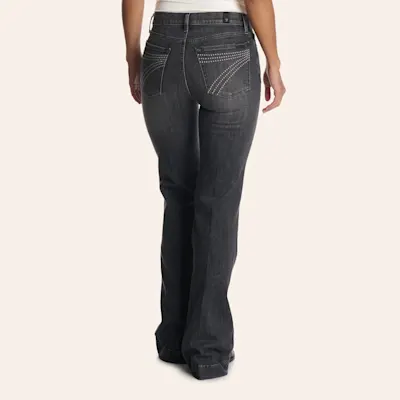7 For All Mankind Women's Dojo Rocker Black Wash Trouser Jeans