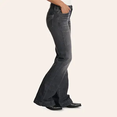 7 For All Mankind Women's Dojo Rocker Black Wash Trouser Jeans