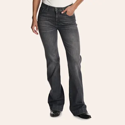 7 For All Mankind Women's Dojo Rocker Black Wash Trouser Jeans