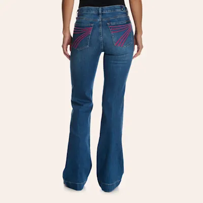 7 For All Mankind Women's Dojo Moonwater Mid-Rise 34" Trouser Jeans