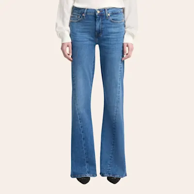 7 For All Mankind Women’s Dojo Yuma Medium Wash Twisted Seam Trouser Jeans