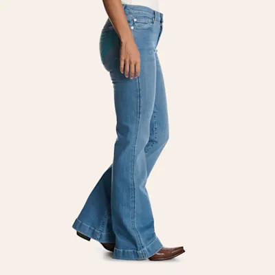 7 For All Mankind Women's Dojo Iceflow Medium Wash 34" Trouser Jeans