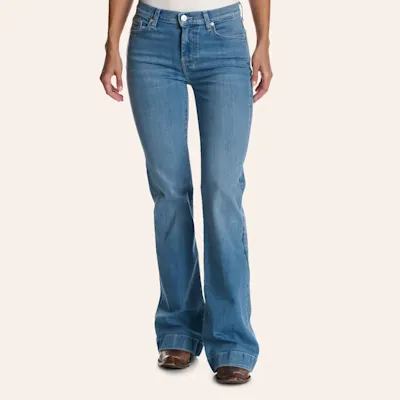 7 For All Mankind Women's Dojo Iceflow Medium Wash 34" Trouser Jeans