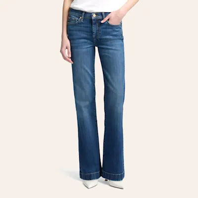 7 For All Mankind Women's DOJO Tailorless Medium Wash Royalty Red White & Blue Pocket Jeans