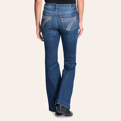 7 for All Mankind Women's Pink Stitch Dojo Tailorless Trouser Jeans