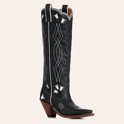 Besita Boots Women's Sunny Black & White Snip Toe Cowboy Boots