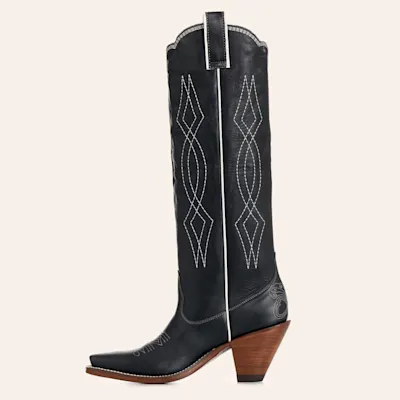 Besita Boots Women's Sunny Black & White Snip Toe Cowboy Boots