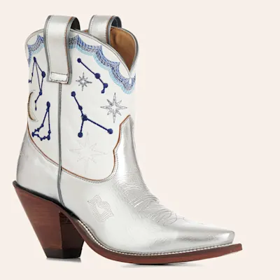 Besita Boots Women's Starlet Metallic Silver Snip Toe Ankle Boots