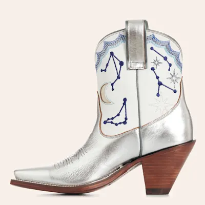 Besita Boots Women's Starlet Metallic Silver Snip Toe Ankle Boots