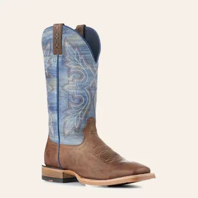 Ariat Men's Standout Brown and Cloud Blue Wide Square Toe Cowboy Boots