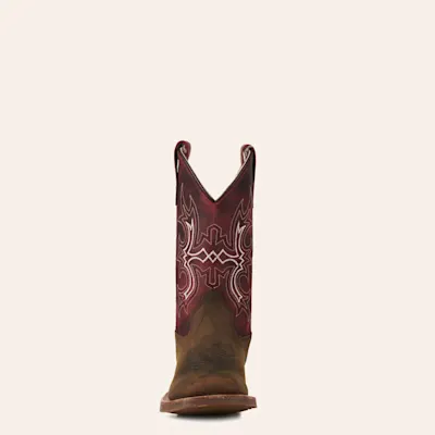 Old West Kids Brown and Burgundy Wide Square Toe Cowboy Boots 2 Old West Kids Brown and Burgundy Wide Square Toe Cowboy Boots