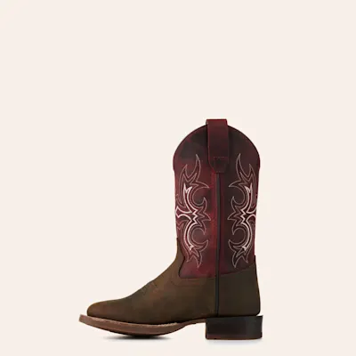Old West Kids Brown and Burgundy Wide Square Toe Cowboy Boots 3 Old West Kids Brown and Burgundy Wide Square Toe Cowboy Boots