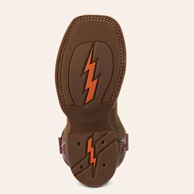 Old West Kids Brown and Burgundy Wide Square Toe Cowboy Boots 6 Old West Kids Brown and Burgundy Wide Square Toe Cowboy Boots