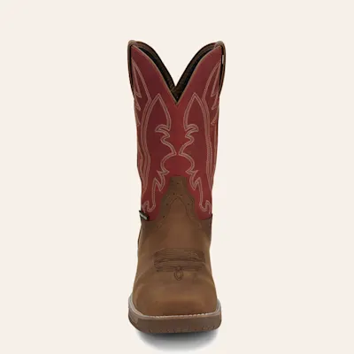 Justin Men's Brown & Red Nitread Waterproof Oil & Slip Resistant Work Boots