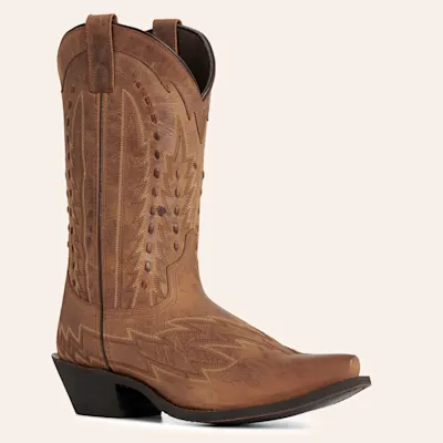 Laredo Men's Silverdale Tan Fancy Stitch Snip Toe Cowboy Boots