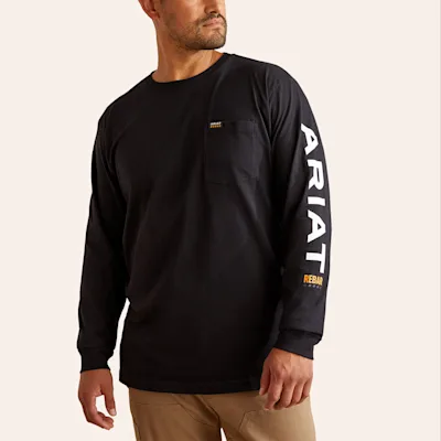 Ariat Men's Rebar Cotton Strong Black & White Logo T-Shirt