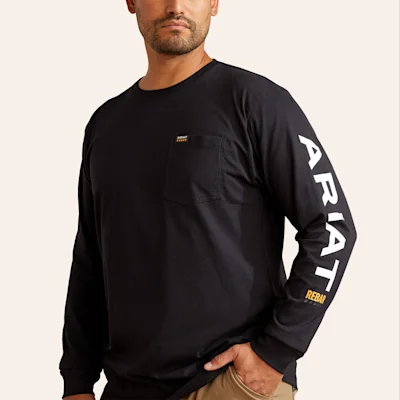 Ariat Men's Rebar Cotton Strong Black & White Logo T-Shirt