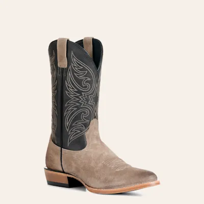 Ariat Men's Bankroll Smoky Roughout and Black R-Toe Cowboy Boots