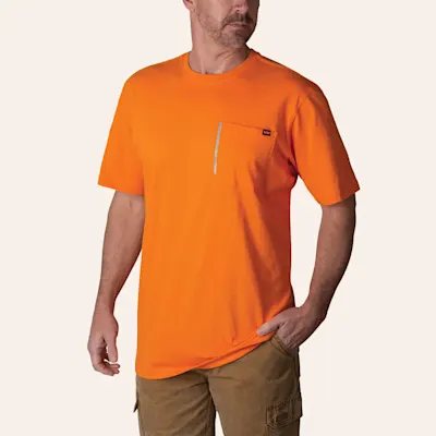 Walls Men's Grit Energy Orange Heavyweight Work T-Shirt