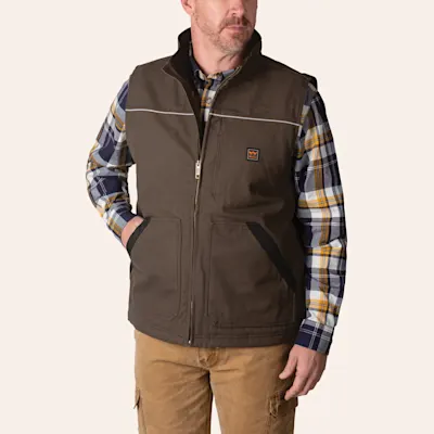 Walls Men's Coleman Bark Brown Sherpa Lined Duck Work Vest