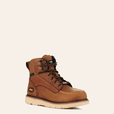 Ariat Women's Rebar Wedge Antique Brown Waterproof Round Composite Toe Lace Up Work Boots
