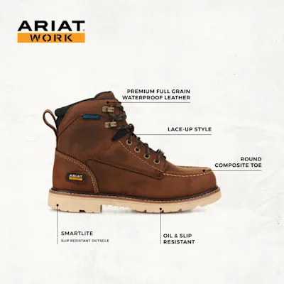 Ariat Women's Rebar Lift Distressed Brown Round Composite Toe Lace Up Work Boot