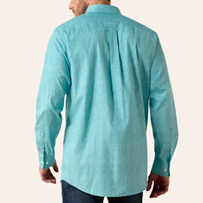 Ariat Men's Cormac Blue Paisley Print Wrinkle Free Long Sleeve Shirt