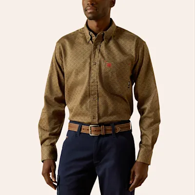Ariat Men's FR Rebar Deniro Khaki Work Shirt