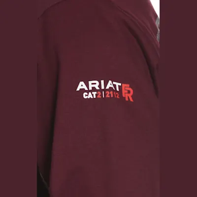 Ariat Men's AC Crew Malbec Wine FR Long Sleeve Work T-Shirt