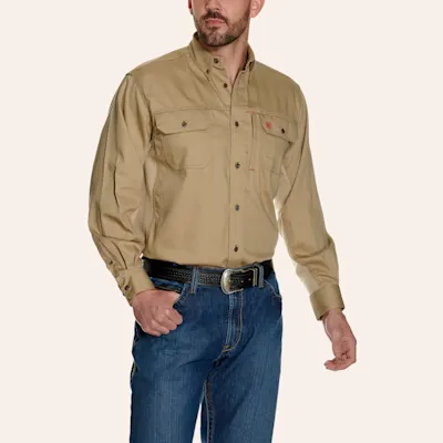 Ariat Men's Khaki Solid Vent FR Work Shirt