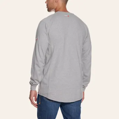 Ariat Men's Air Henley Silver Fox Long Sleeve FR Work T-Shirt