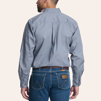 Forge Men's Slate Blue Geo Print FR Long Sleeve Shirt