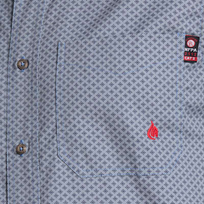Forge Men's Slate Blue Geo Print FR Long Sleeve Shirt