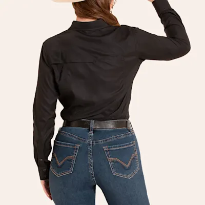 Rock & Roll Denim Women's Black Long Sleeve Pearl Snap TEK Western Shirt
