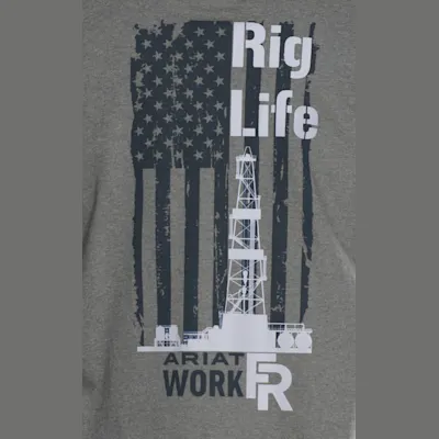 Ariat Men's Air Crew Graphite Heather Rig Life Long Sleeve FR Work T-Shirt