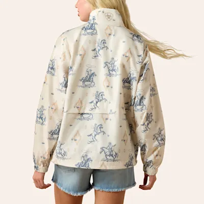 Ariat Women's Whisper Cream & Blue Aztec Rodeo Print Pullover