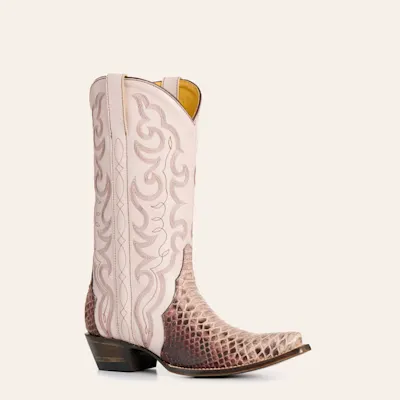 Cavender's Women's Golifran Pink & Mahogany Python Snip toe Cowboy Boots
