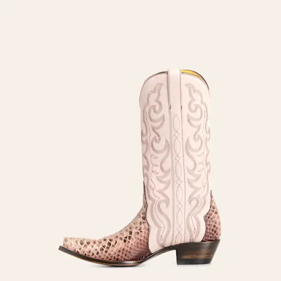 Cavender's Women's Golifran Pink & Mahogany Python Snip toe Cowboy Boots