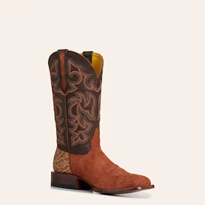 Cavender's Men's Woodson Chocolate & Cognac Carpincho Wide Square Toe Cowboy Boots