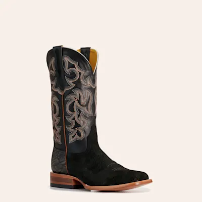 Cavender's Men's Woodson Black Carpincho Wide Square Toe Cowboy Boots