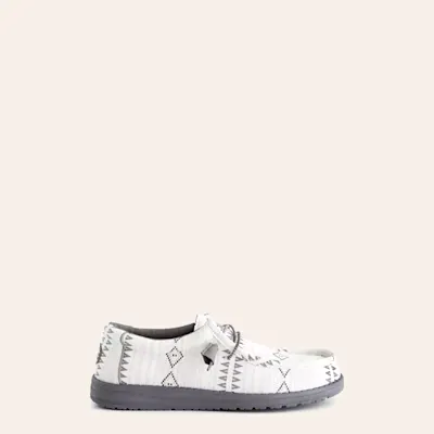 Hey Dude Men’s White & Gray Wally Aztec Lace Up Moc Toe Casual Shoes