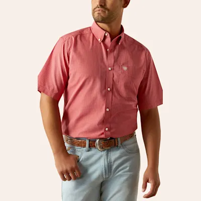 Ariat Men's Damien Red & White Mini Plaid Western Shirt