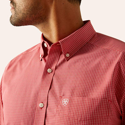 Ariat Men's Damien Red & White Mini Plaid Western Shirt