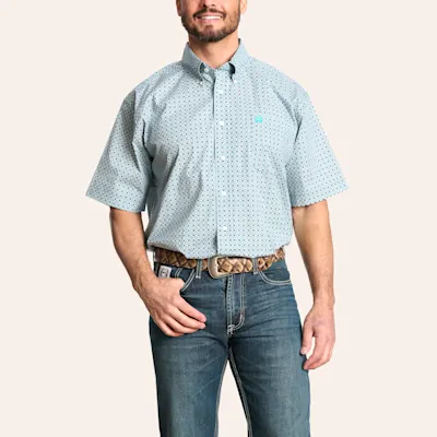 Cinch Men's Turquoise & Navy Geo Print Western Shirt