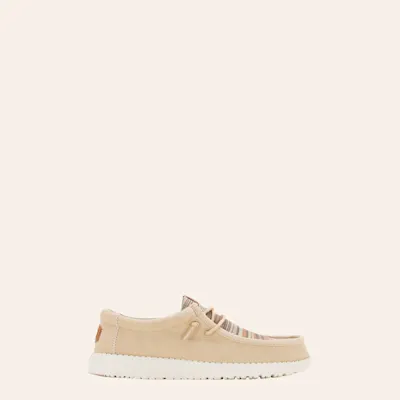 Hey Dude Men’s Wally Beige & Multi-Color Lace Up Moc Toe Casual Shoes