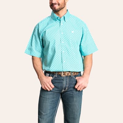 Cinch Men's Turquoise White & Navy Geo Print Western Shirt