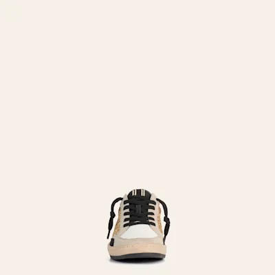 Shushop Women's Quinn White & Gold Glitter Faux Leather Sneakers