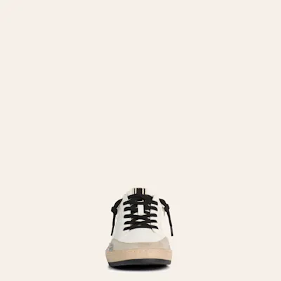 Shushop Women's Quinn White & Silver Glitter Faux Leather Sneakers